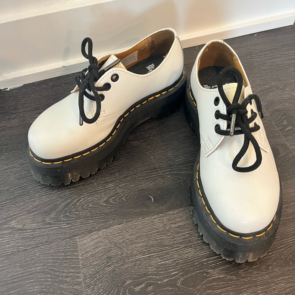 Dr. Martens White 1461 Smooth Leather Platform Shoes